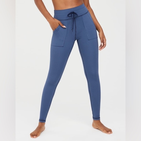 OFFLINE by AERIE Mini Houndstooth Drawcord Leggings Royal Navy Size Small - Picture 1 of 13